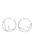 Fendi Metal Crystal Large F is Fendi Hoop Earrings Silver