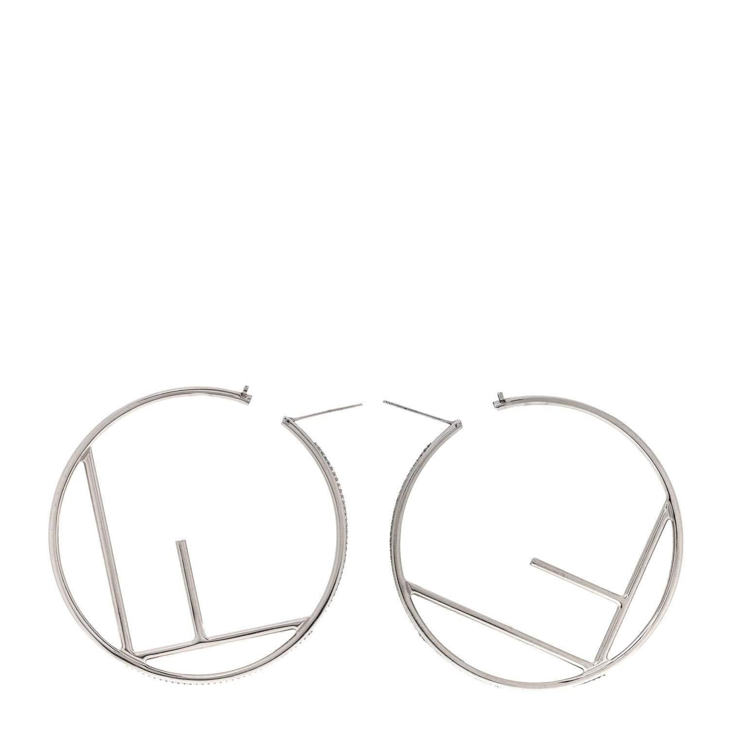 Fendi Metal Crystal Large F is Fendi Hoop Earrings Silver