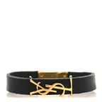 Saint Laurent Calfskin Monogram Bracelet M Black