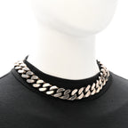Saint Laurent Metal Curb Chain Necklace Oxidized Silver