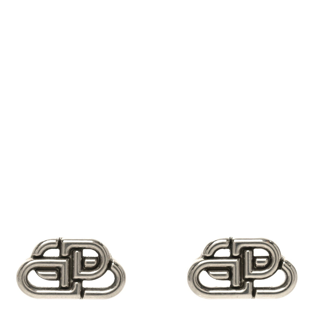Balenciaga Metal XS BB Logo Earrings Silver