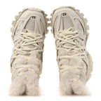 Balenciaga Mesh Nylon Faux Fur Womens Track Hike Sneakers 37 White