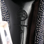 Chanel Mesh Crystal Open Toe Ankle Boots 40 Navy