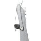 Balenciaga Chevre Gold Metallic Edge Hardware XS Reporter Crossbody Gris Acier