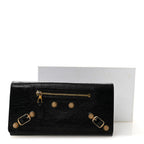 Balenciaga Agneau Giant 12 Gold Hardware Money Wallet Black