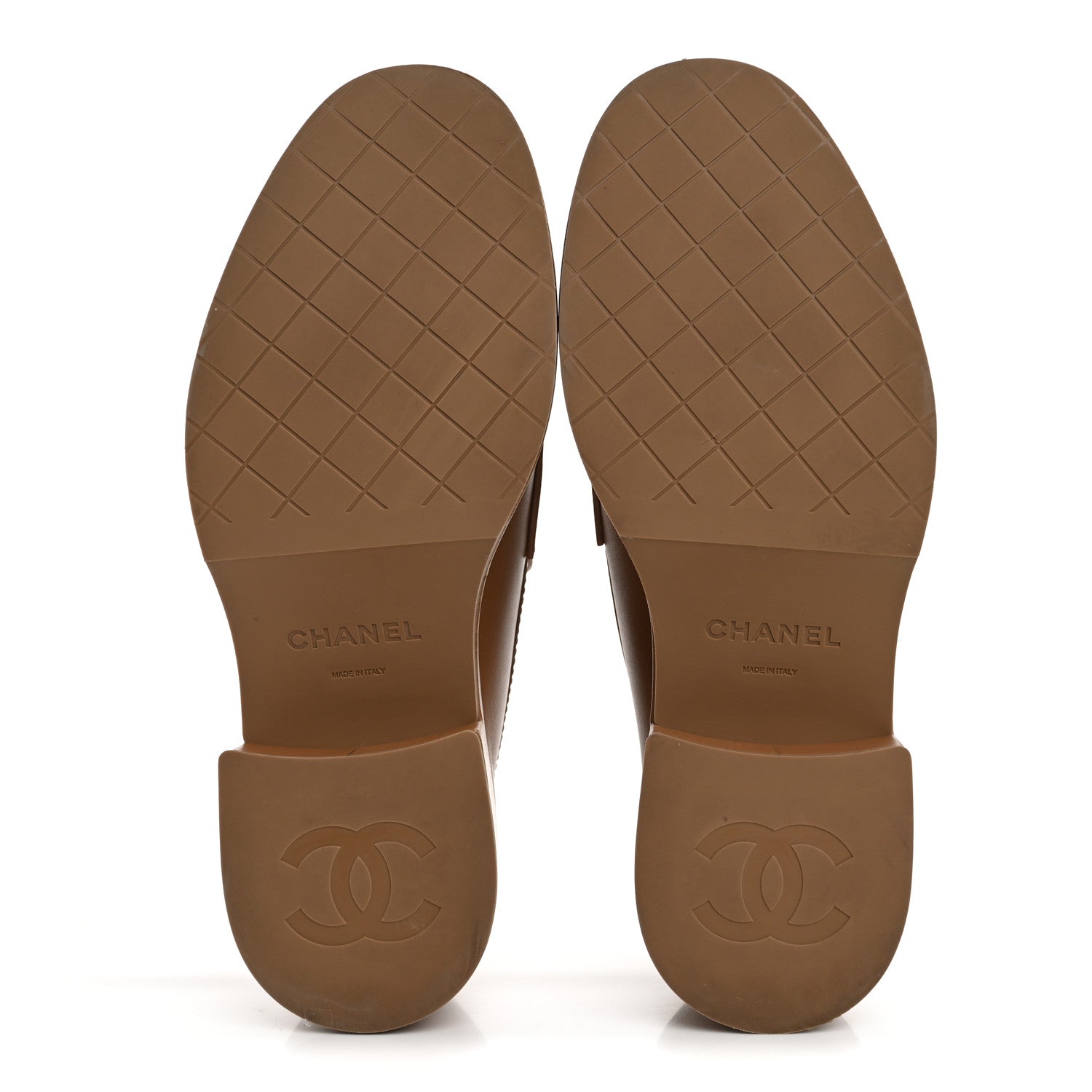 Chanel Calfskin CC Platform Loafers 38 Beige
