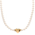 Chanel Crystal Pearl CC Heart Choker Necklace Gold