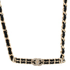 Chanel Metal Lambskin Crystal CC Choker Necklace Black Gold