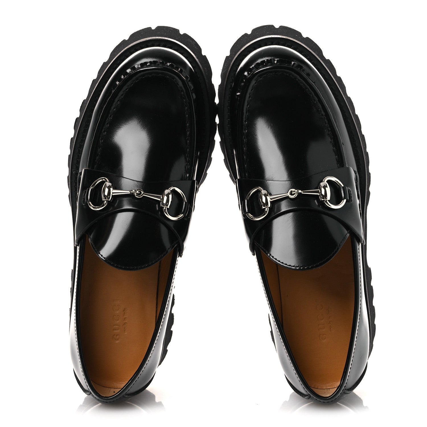 Gucci Cordovan Lux Womens Horsebit 45mm Platform Loafers 37.5 Black