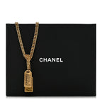 Chanel Metal ID Dog Tag Charm Necklace Gold