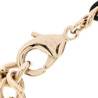 Chanel Tweed Lambskin CC Heart Locket Necklace Gold Black Beige