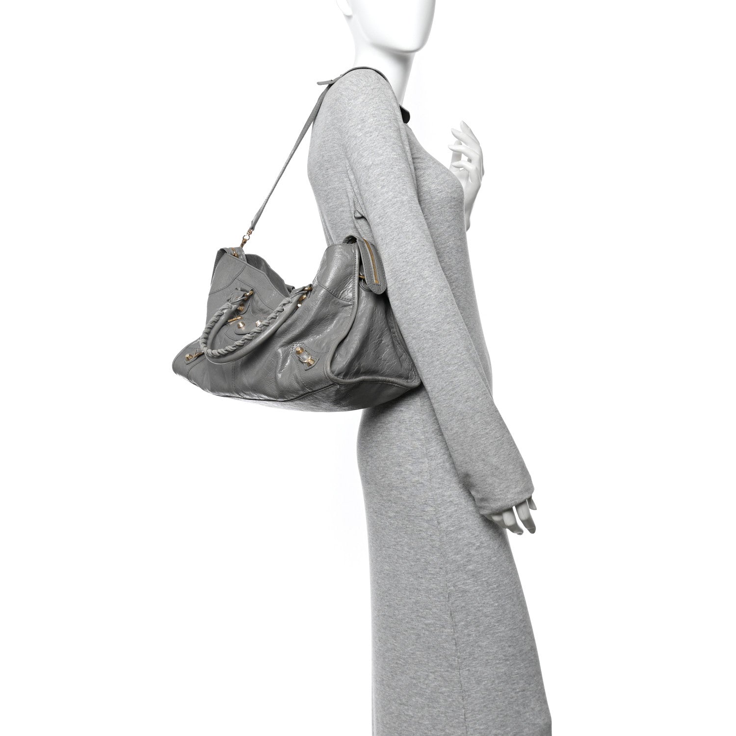 Balenciaga Agneau Giant 12 Gold Hardware Part Time Gris Pyrite