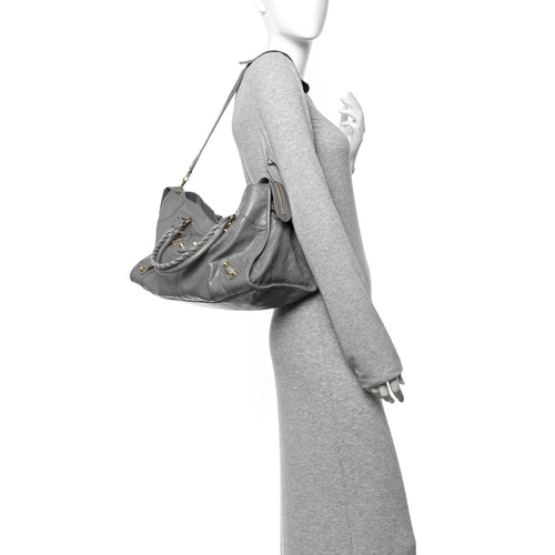 Balenciaga Agneau Giant 12 Gold Hardware Part Time Gris Pyrite