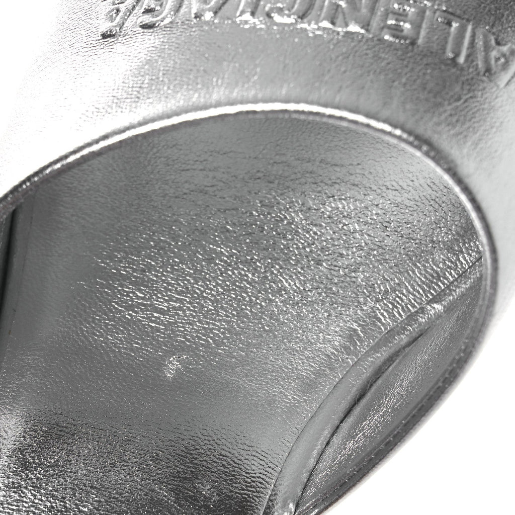 Balenciaga Metallic Sheepskin Duty Free 70mm Sandals 39 Silver