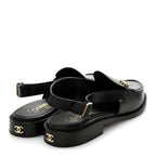 Chanel Calfskin Crystal Slingback Loafers 39 Black