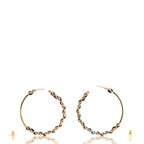 Chanel Metal Lambskin Crystal Sergeant Chanel Hoop Earrings Gold