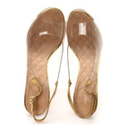Chanel Metallic Calfskin PVC Peep Toe Heels 41 Gold
