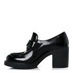 Prada Spazzolato Metal Triangle Logo 85mm Loafers 40 Black