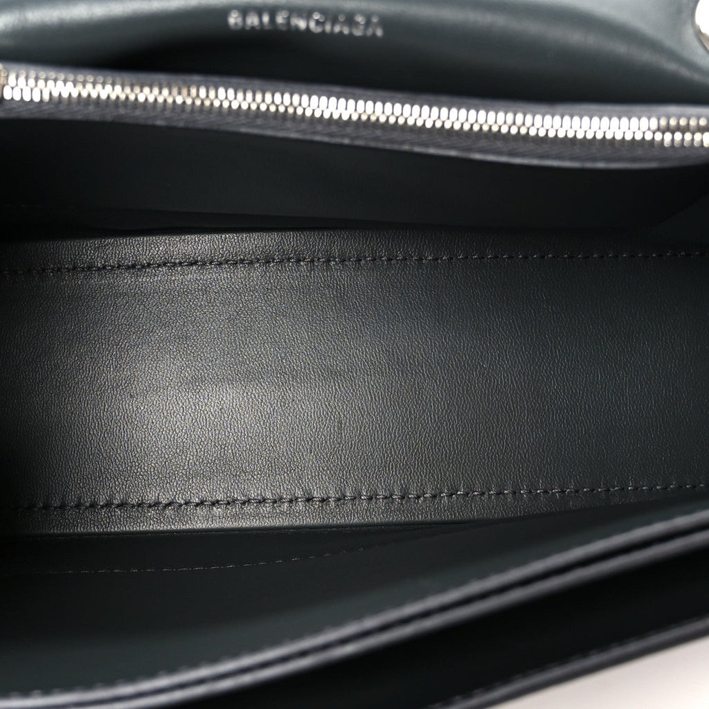 Balenciaga Metallic Crushed Calfskin Quilted Small Crush Chain Bag Steel Grey