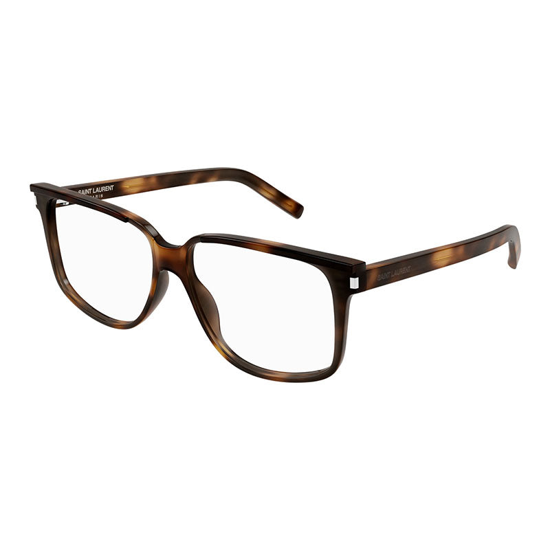Saint Laurent Eyeglasses Square Full Rim, Black/Havana Frame and Clear Demo Lens Lens SL599OPT001
