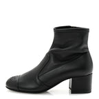 Chanel Stretch Lambskin Cap Toe CC Short Boots 35 Black