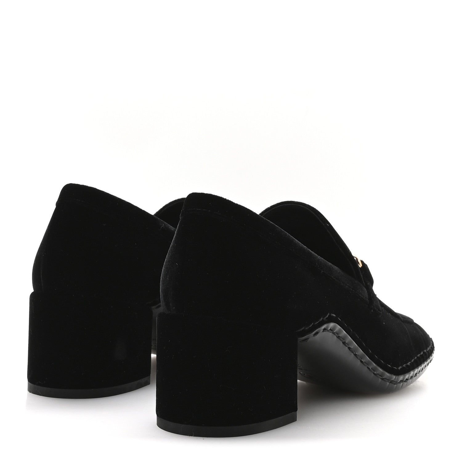 Chanel Shiny Calfskin Logo Loafers 38 Black