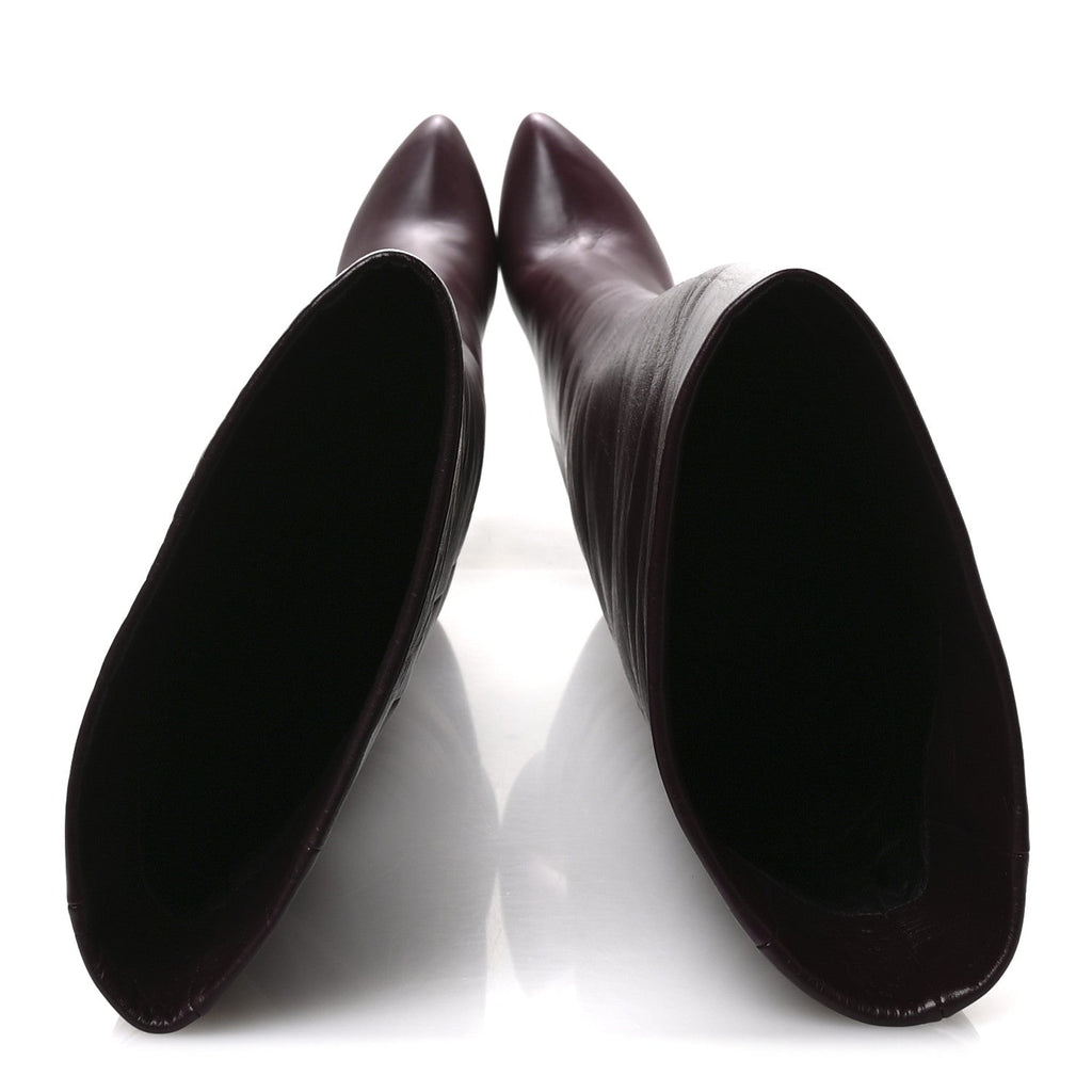 Saint Laurent Calfskin Kiki 110mm Over The Knee Boots 36.5 Dark Violet