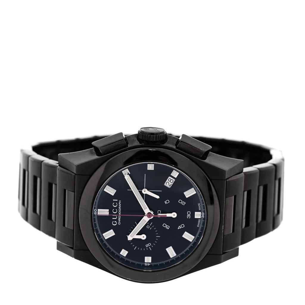 Gucci Stainless Steel 44mm Pantheon Chronograph Quartz Watch Black