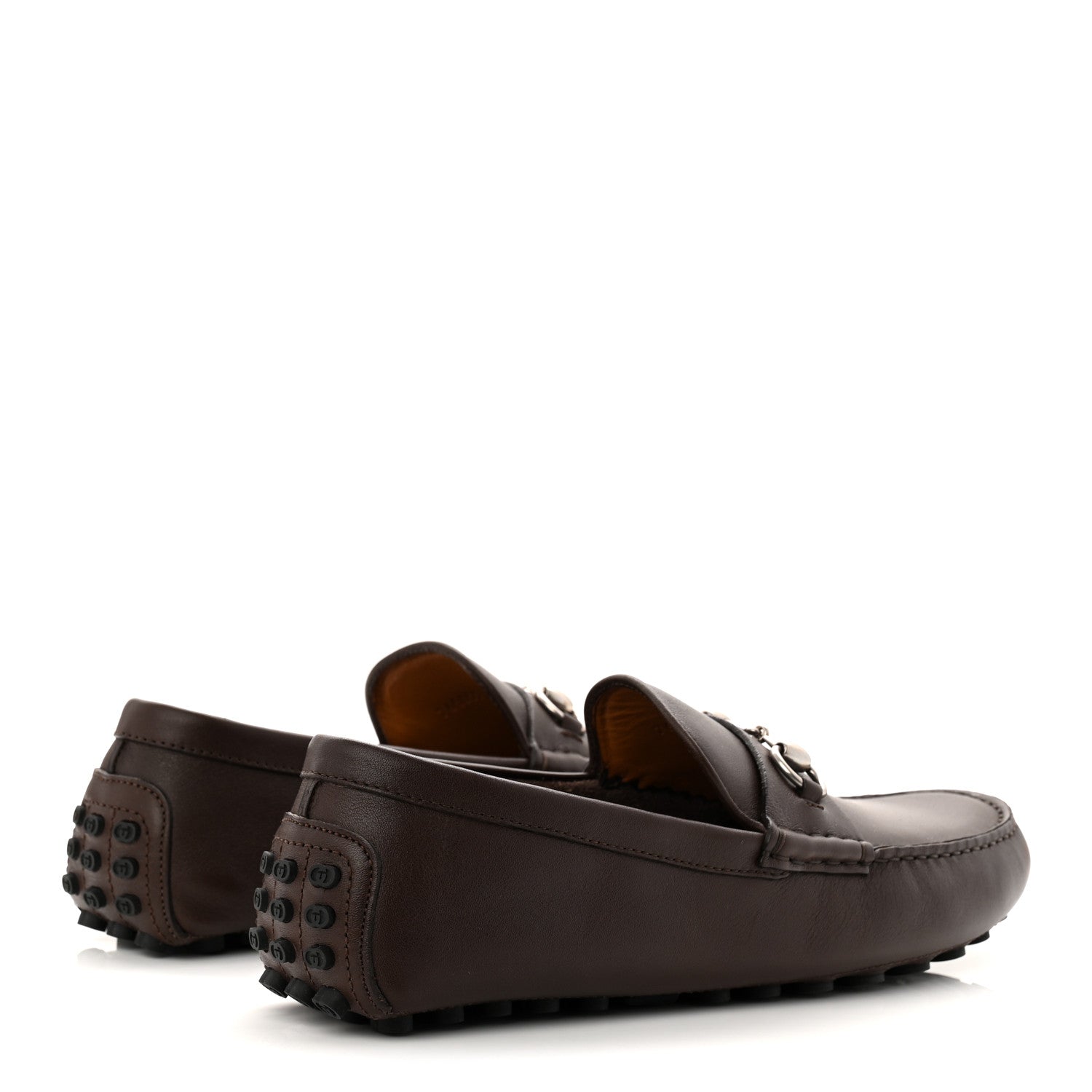 Gucci Soft Clove Calfskin Mens Horsebit Driver Loafers 9 Cocoa