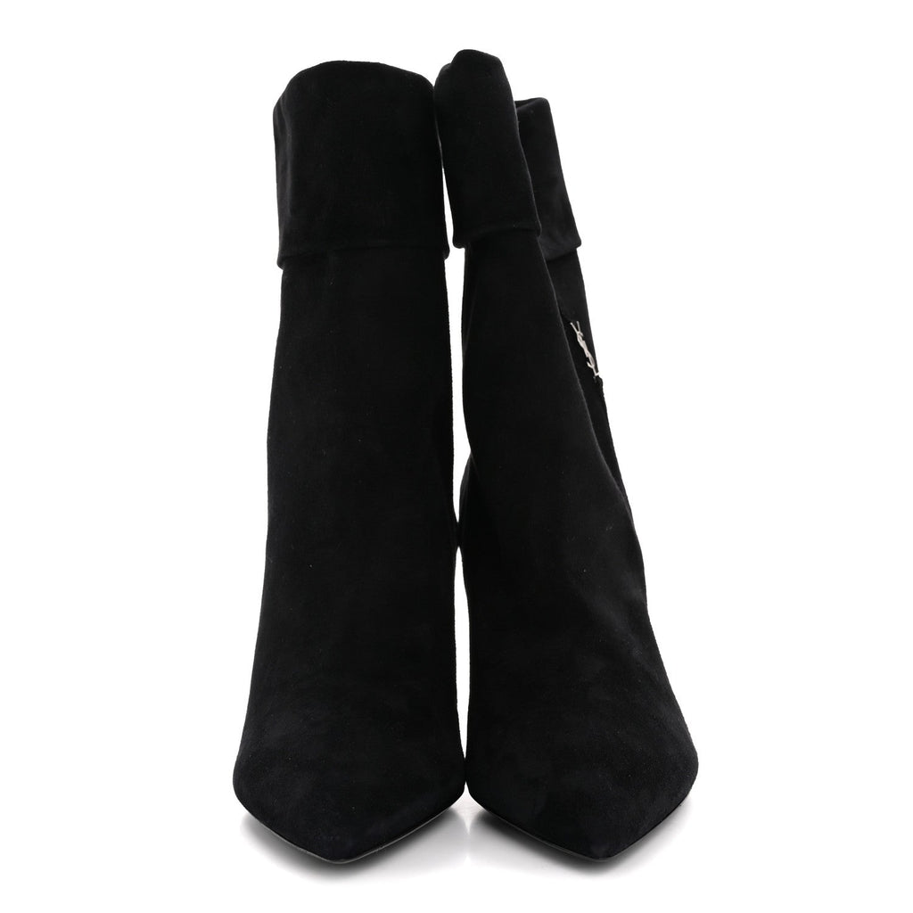 Saint Laurent Kid Scamosciato Niki 85 Wedge Booties 39.5 Black