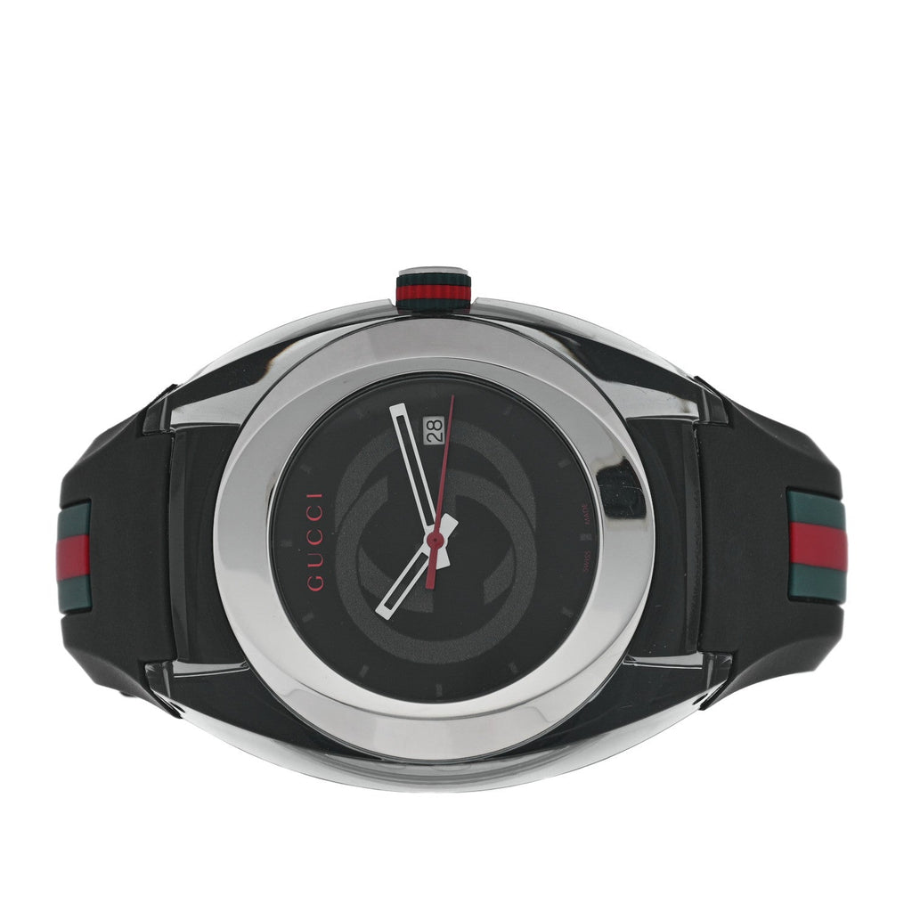 Gucci Stainless Steel Rubber 46mm Sync Web Quartz Watch Black