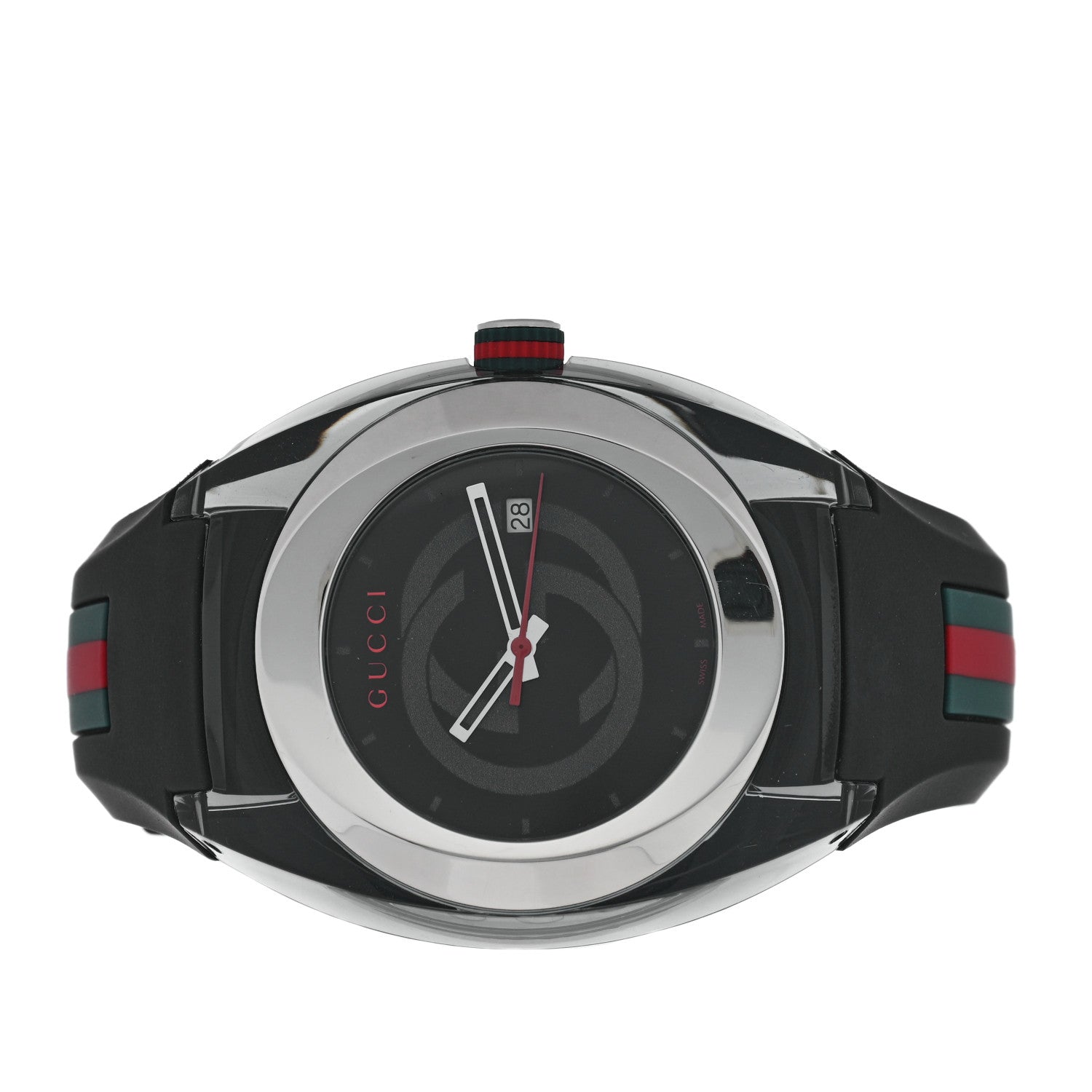 Gucci Stainless Steel Rubber 46mm Sync Web Quartz Watch Black