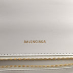 Balenciaga Calfskin Crocodile Embossed Small Hourglass Top Handle Bag White