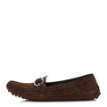 Gucci Suede GG Buckle Driver Loafers 38.5 Brown