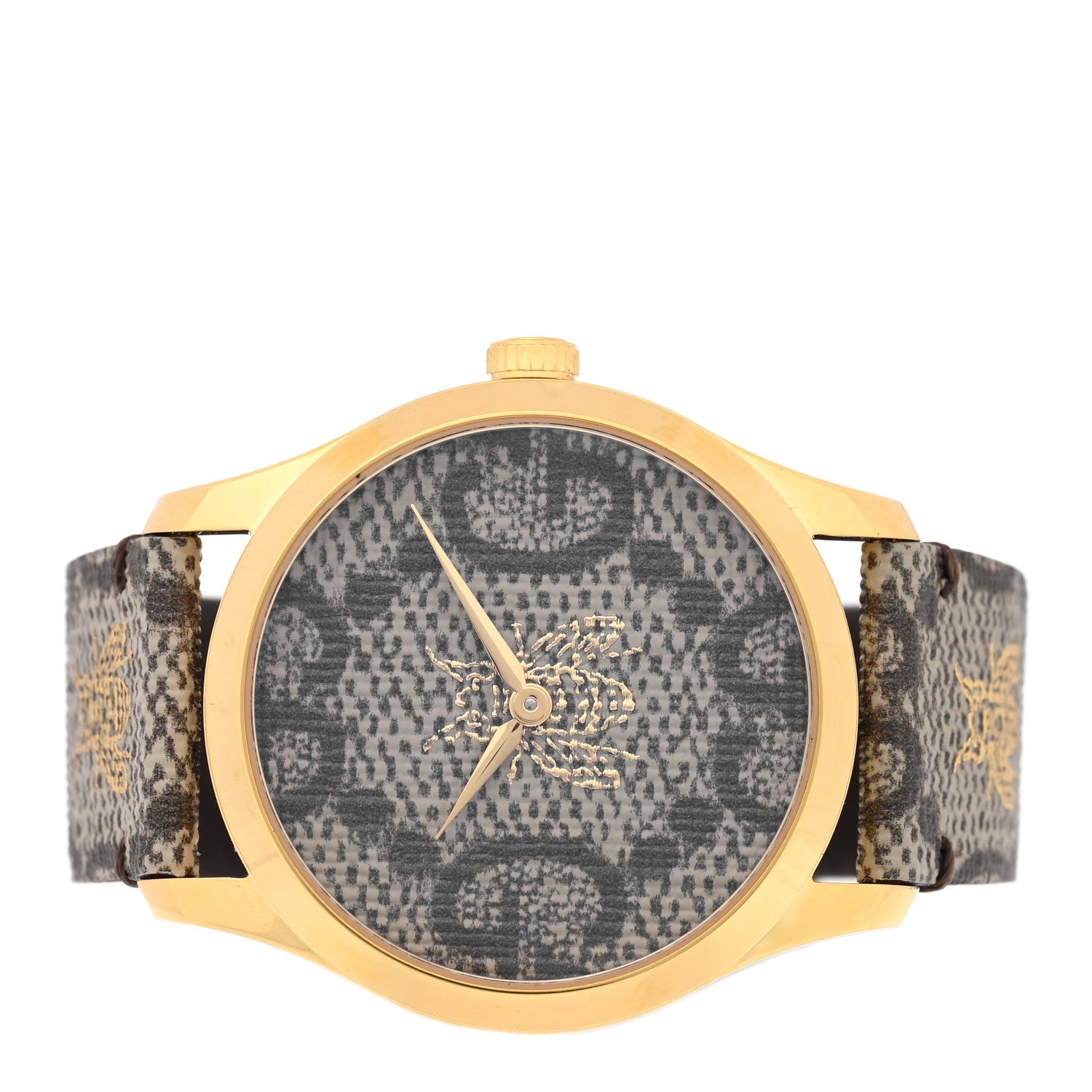 Gucci Stainless Steel Canvas 38mm G-Timeless GG Supreme Bee Quartz Watch Brown
