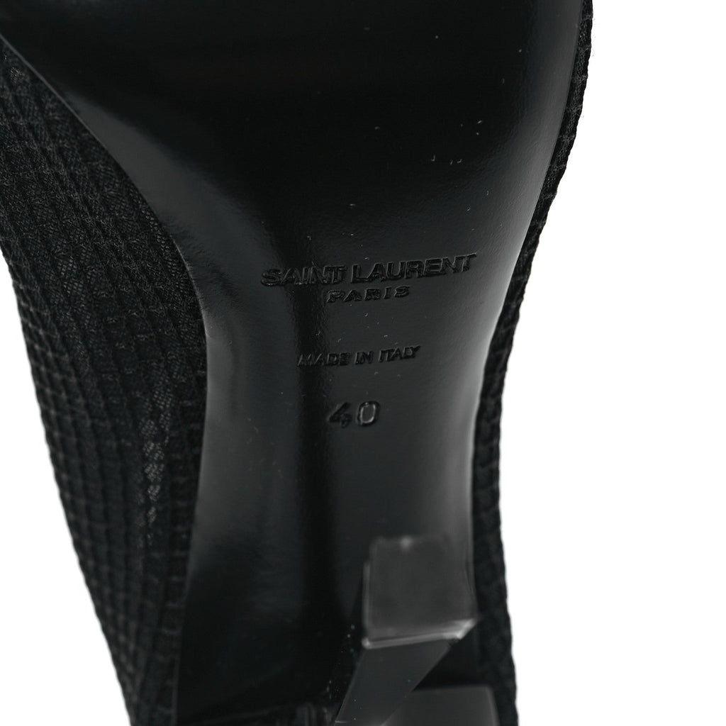 Saint Laurent Mesh Oxails Knee High Boots 40 Black