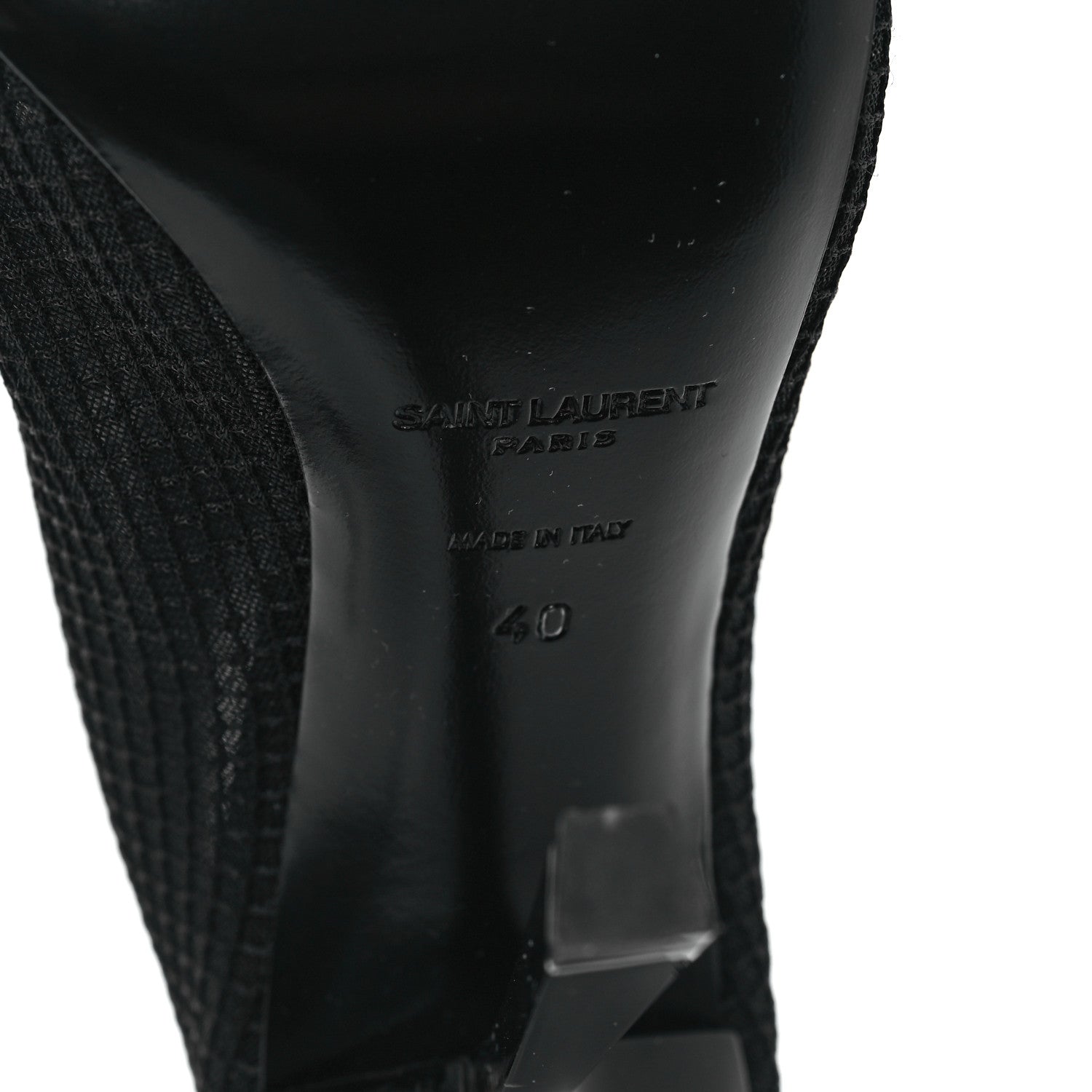 Saint Laurent Mesh Oxails Knee High Boots 40 Black