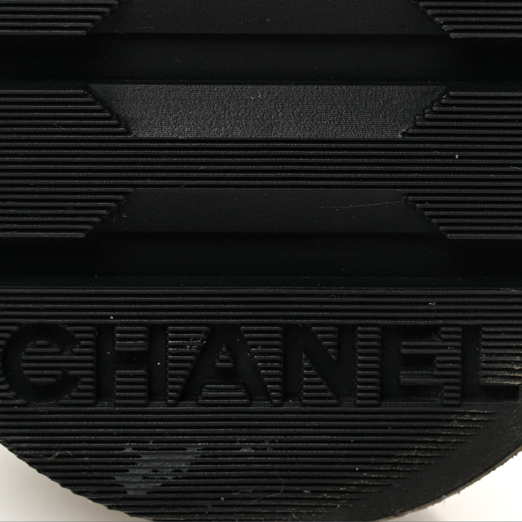 Chanel Shiny Calfskin Quilted Lace Up Combat Boots 37.5 Black