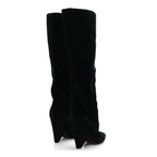 Saint Laurent Velvet Niki 105 Thigh High Boots 37.5 Black