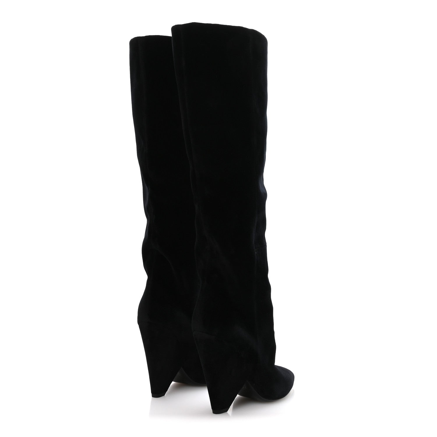 Saint Laurent Velvet Niki 105 Thigh High Boots 37.5 Black