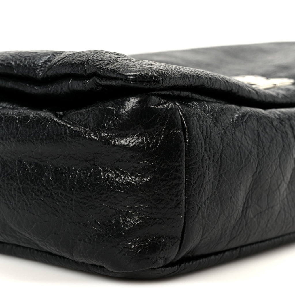 Balenciaga Arena Calfskin Small Monaco Flap Bag Black