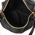 Loewe Lambskin Pleated Bracelet Pouch Shoulder Bag Black
