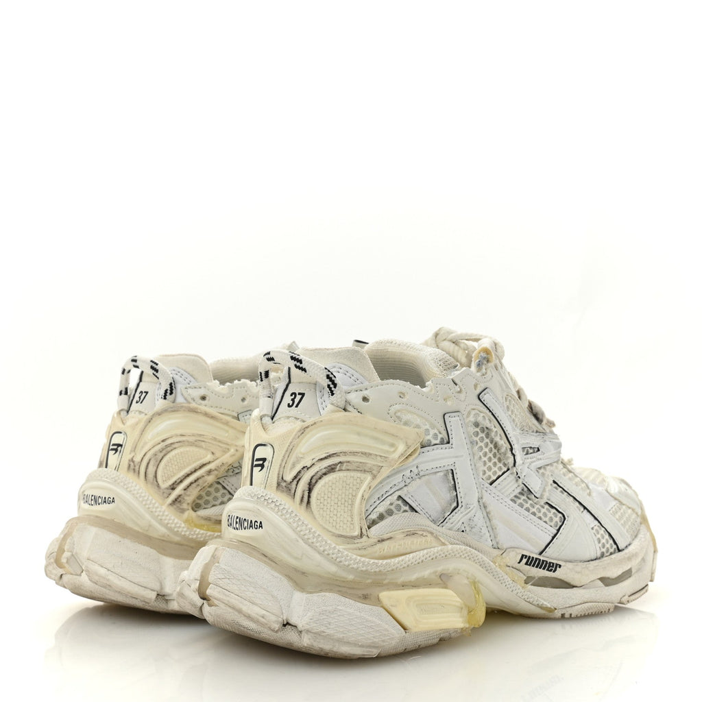 Balenciaga Mesh Rubber Monocolor Womens Runner Sneakers 37 White