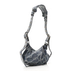 Balenciaga Bleached Denim BB Monogram Le Cagole Shoulder Bag XS Blue
