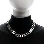 Saint Laurent Metal Curb Chain Necklace Oxidized Silver