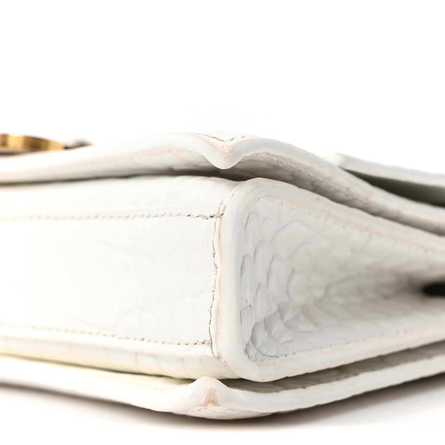Balenciaga Calfskin Crocodile Small Crush Chain Bag White