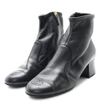 Chanel Stretch Lambskin Cap Toe CC Short Boots 39 Black