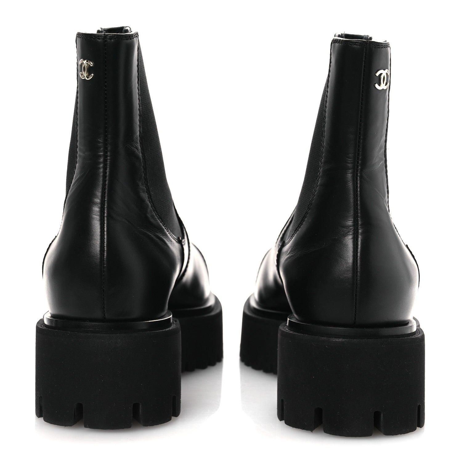 Chanel Calfskin Cap Toe CC Short Boots 41 Black