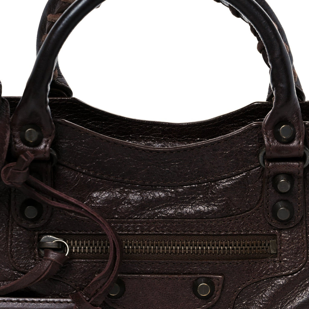 Balenciaga Agneau Classic Hardware Mini City Cigare Fonce