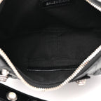 Balenciaga Extra Supple Calfskin Crystal Crocodile Embossed Le Cagole Shoulder Bag XS Black